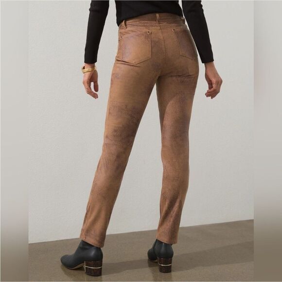 CHICOS FAUX SUEDE PANTS IN WORN LUGGAGE‎ - Picture 2 of 7